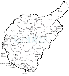 Okres Malacky - mapa katastrálnych území